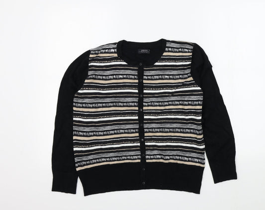 Womens UK Size 14 Papaya Black Cardigan Jumper