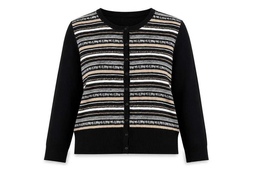 Womens UK Size 14 Papaya Black Cardigan Jumper