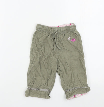 H&S Girls Green Colourblock  Jogger Trousers Size 6-9 Months