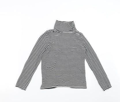 TU Girls Black Striped  Basic T-Shirt Size 10 Years