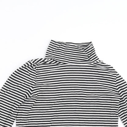 TU Girls Black Striped  Basic T-Shirt Size 10 Years
