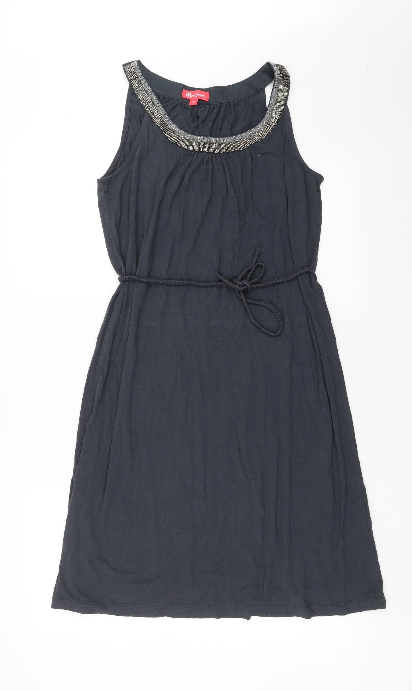 Monsoon Womens Grey   Shift  Size M  - beaded neck line