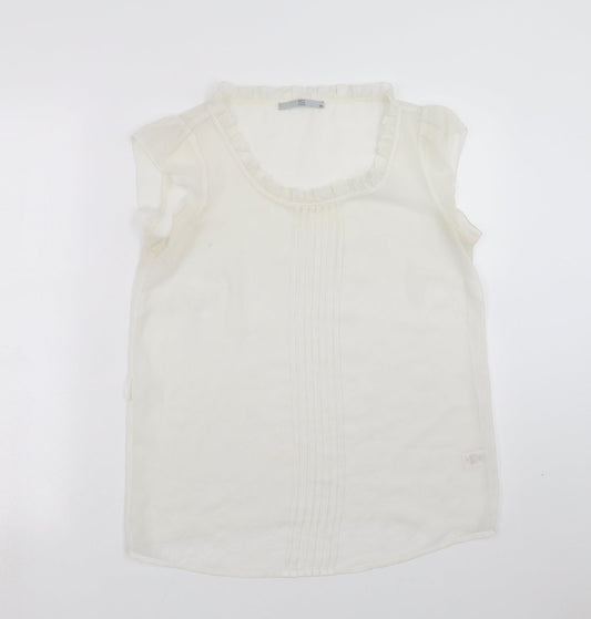 TU Womens Ivory   Basic Blouse Size 10  - sheer