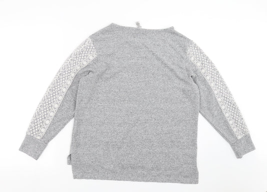 Flora Nikrooz Womens Grey   Pullover Jumper Size M  - Lace Sleeve detail