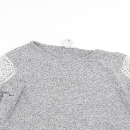 Flora Nikrooz Womens Grey   Pullover Jumper Size M  - Lace Sleeve detail