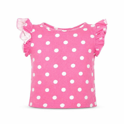 Young Dimension Girls Pink Polka Dot  Basic T-Shirt Size 2-3 Years
