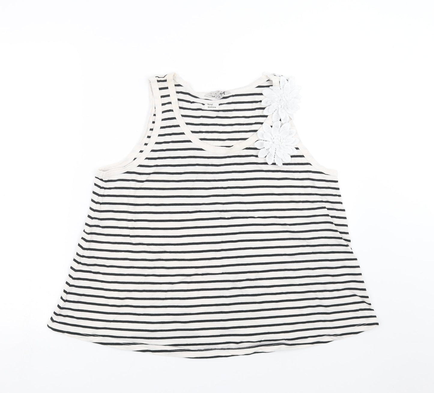 Nutmeg Womens Black Striped  Basic Tank Size 16  - floral detail