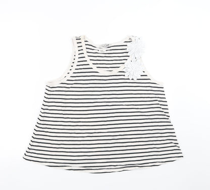 Nutmeg Womens Black Striped  Basic Tank Size 16  - floral detail