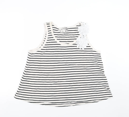 Nutmeg Womens Black Striped  Basic Tank Size 16  - floral detail