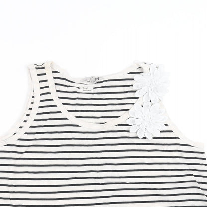 Nutmeg Womens Black Striped  Basic Tank Size 16  - floral detail