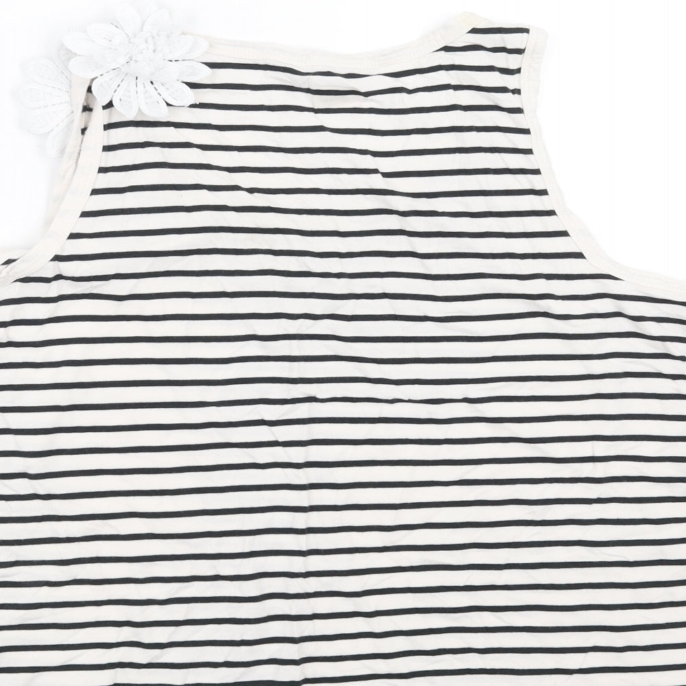 Nutmeg Womens Black Striped  Basic Tank Size 16  - floral detail