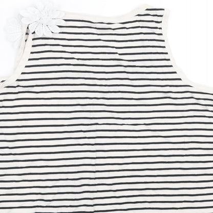 Nutmeg Womens Black Striped  Basic Tank Size 16  - floral detail
