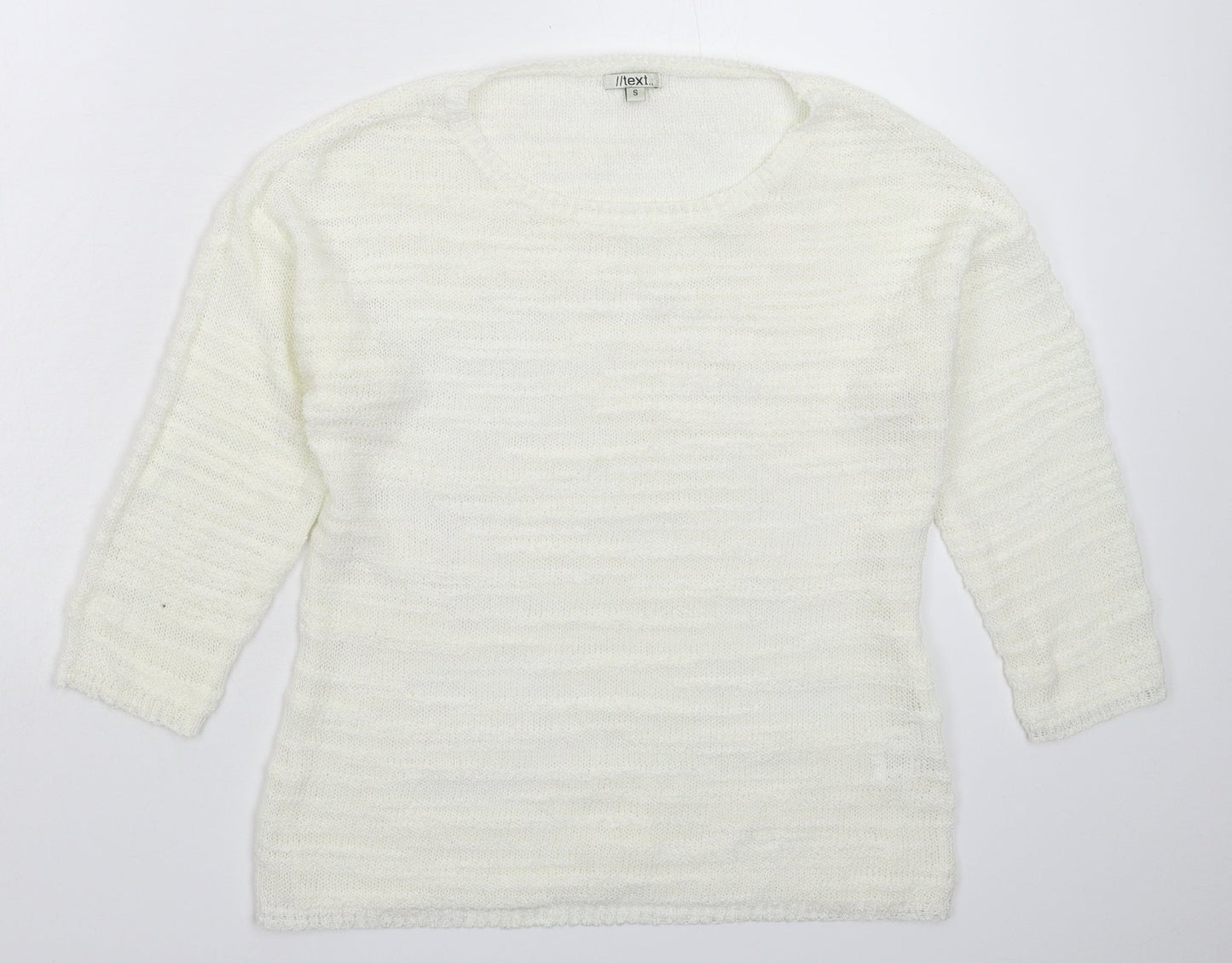 Womens UK Size S Text White Pullover Jumper
