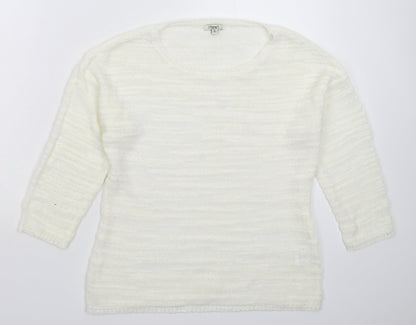 Womens UK Size S Text White Pullover Jumper