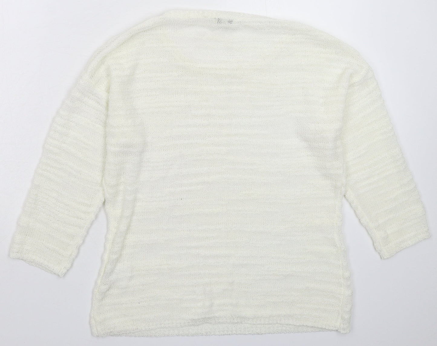 Womens UK Size S Text White Pullover Jumper