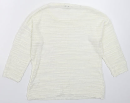 Womens UK Size S Text White Pullover Jumper