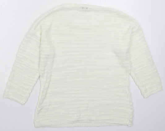 Womens UK Size S Text White Pullover Jumper