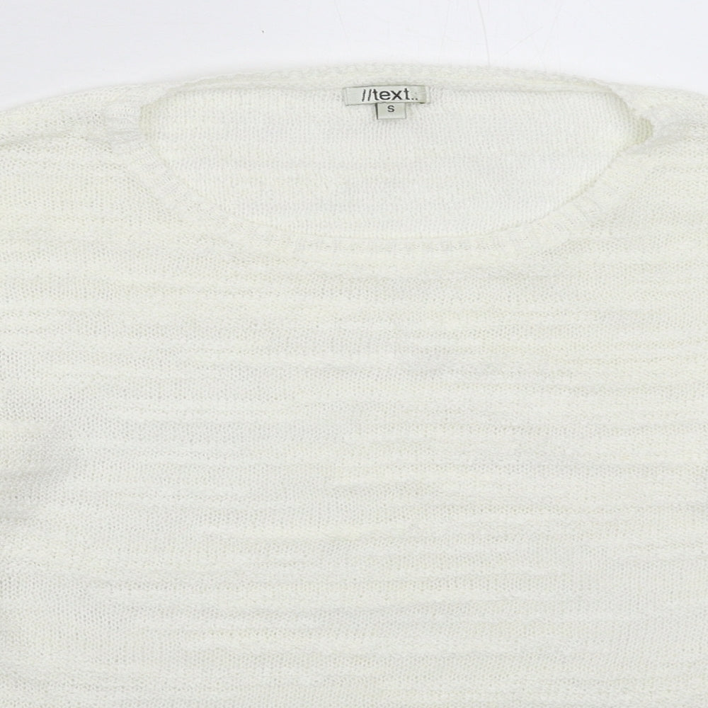 Womens UK Size S Text White Pullover Jumper
