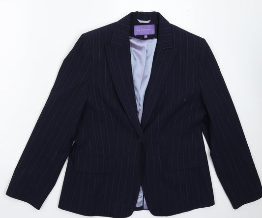 Autonomy Womens Blue Striped  Jacket Suit Jacket Size 12