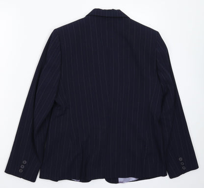 Autonomy Womens Blue Striped  Jacket Suit Jacket Size 12