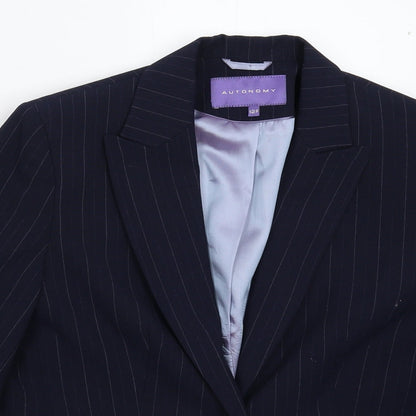 Autonomy Womens Blue Striped  Jacket Suit Jacket Size 12