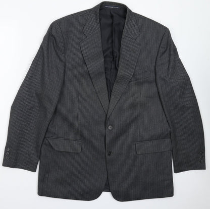 Greenwods Mens Grey Striped  Jacket Suit Jacket Size 42