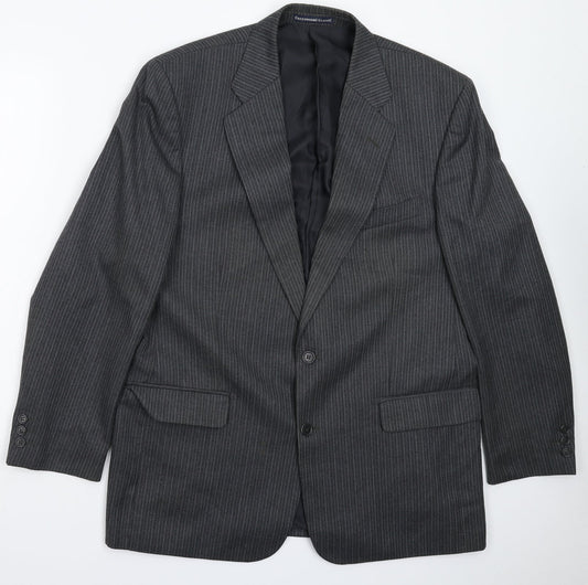 Greenwods Mens Grey Striped  Jacket Suit Jacket Size 42