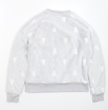 Boux Avenue Womens Silver Geometric Fleece Top Pyjama Top Size S