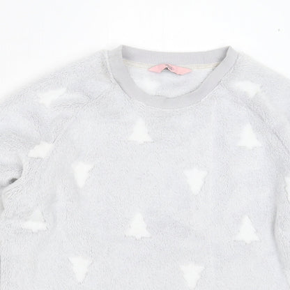 Boux Avenue Womens Silver Geometric Fleece Top Pyjama Top Size S