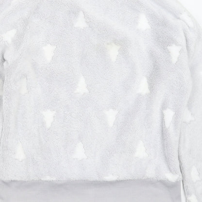 Boux Avenue Womens Silver Geometric Fleece Top Pyjama Top Size S