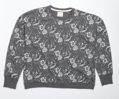 Matalan Womens Grey Floral  Top Pyjama Top Size M