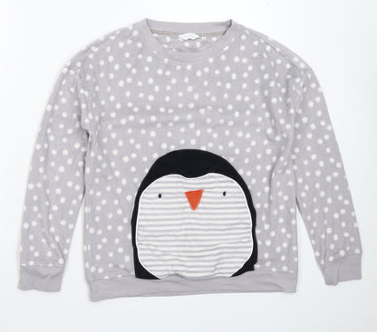 Marks and Spencer Womens Grey Polka Dot Fleece Top Pyjama Top Size 10