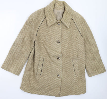 La Petite Womens Beige Herringbone  Jacket Coat Size L