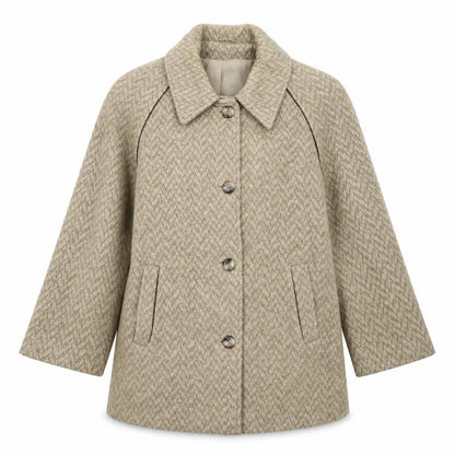 La Petite Womens Beige Herringbone  Jacket Coat Size L