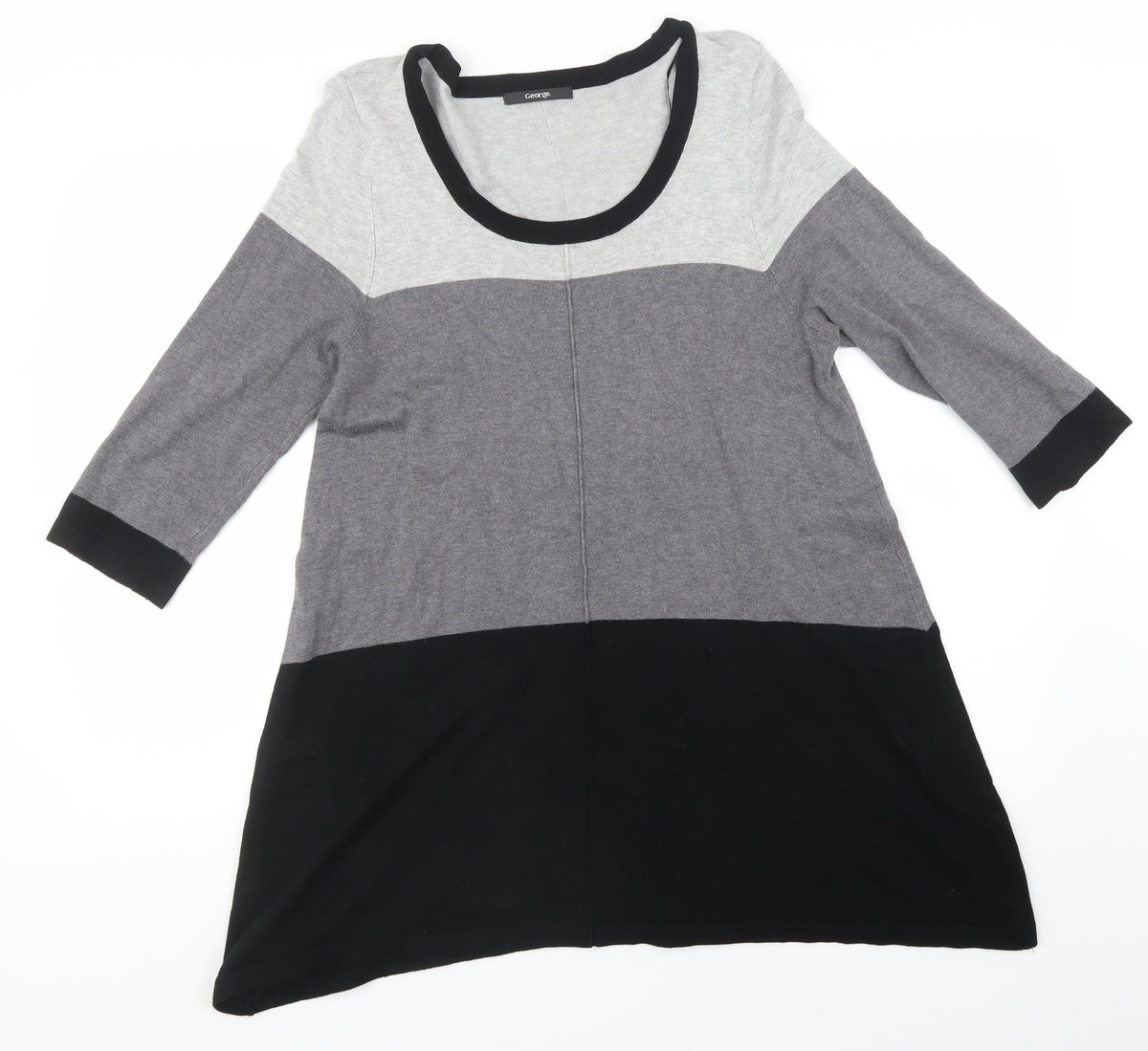 George Womens Black Striped Knit Pullover Sweatshirt Size 14