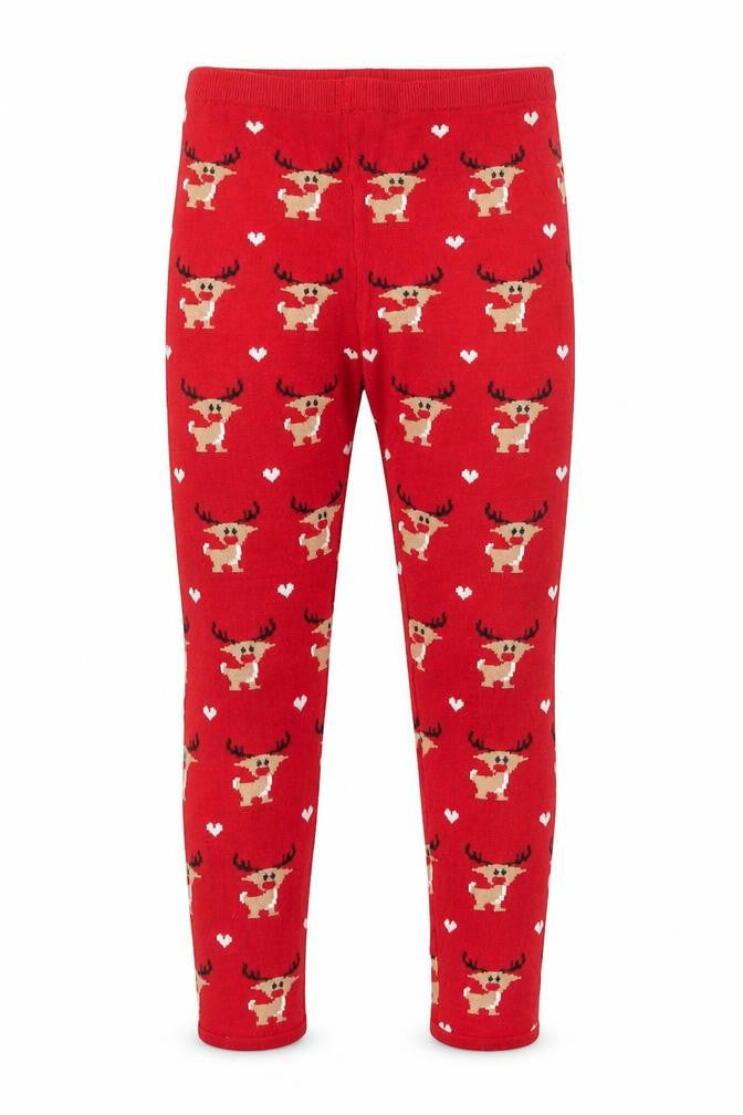 Primark Girls Red Patchwork Knit  Pyjama Pants Size 10-11 Years