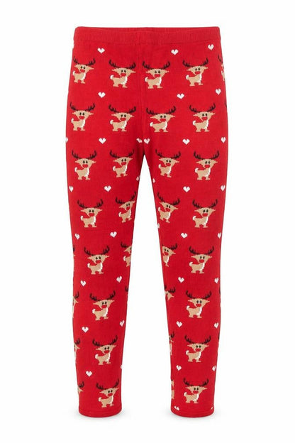 Primark Girls Red Patchwork Knit  Pyjama Pants Size 10-11 Years