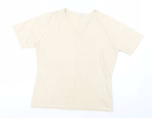 Berkertex Womens Yellow  Knit Basic T-Shirt Size 14