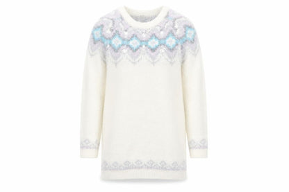F&F Womens White Geometric  Pullover Sweatshirt Size 6