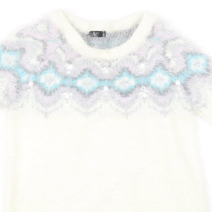F&F Womens White Geometric  Pullover Sweatshirt Size 6