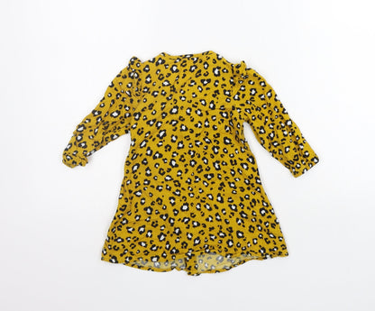 Matalan Girls Yellow Animal Print  A-Line  Size 12-18 Months