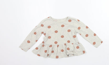 George Girls Grey Polka Dot  Basic T-Shirt Size 12-18 Months