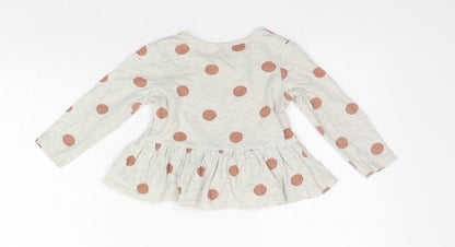 George Girls Grey Polka Dot  Basic T-Shirt Size 12-18 Months