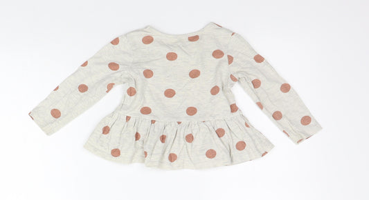 George Girls Grey Polka Dot  Basic T-Shirt Size 12-18 Months