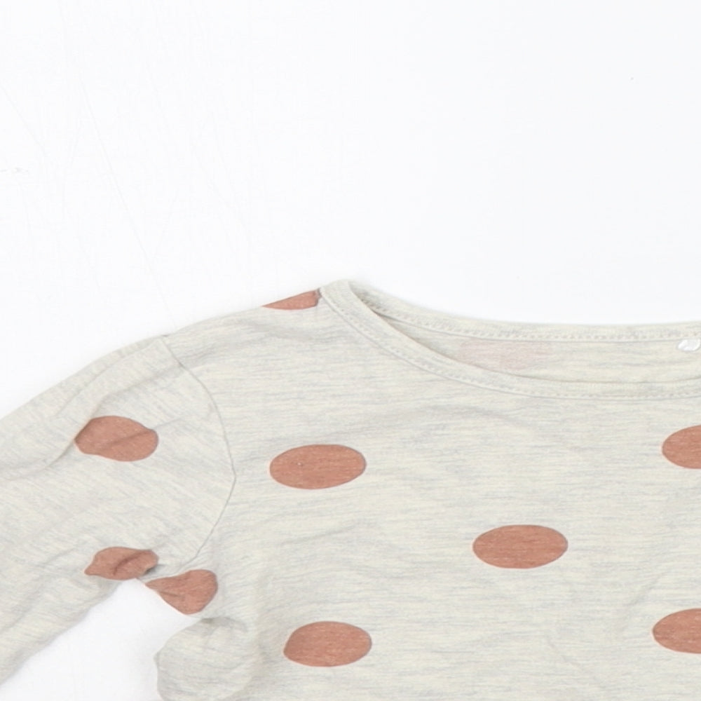 George Girls Grey Polka Dot  Basic T-Shirt Size 12-18 Months