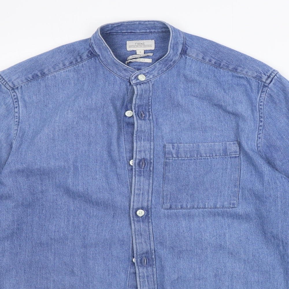 Womens UK Size S NEXT Blue Basic Button-Up