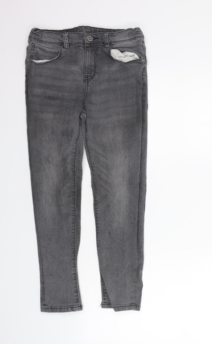 F&F Girls Grey   Straight Jeans Size 10-11 Years - Elastic Waist Band