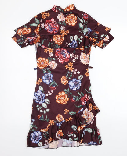 misguided Womens Purple Floral  A-Line  Size 8