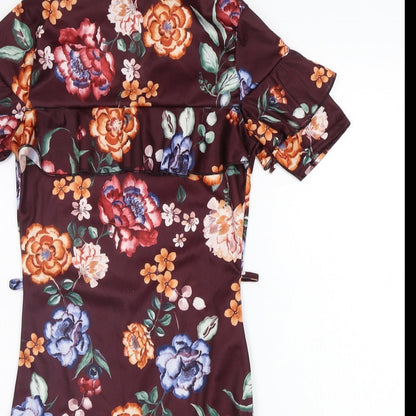 misguided Womens Purple Floral  A-Line  Size 8