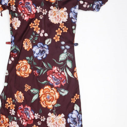 misguided Womens Purple Floral  A-Line  Size 8